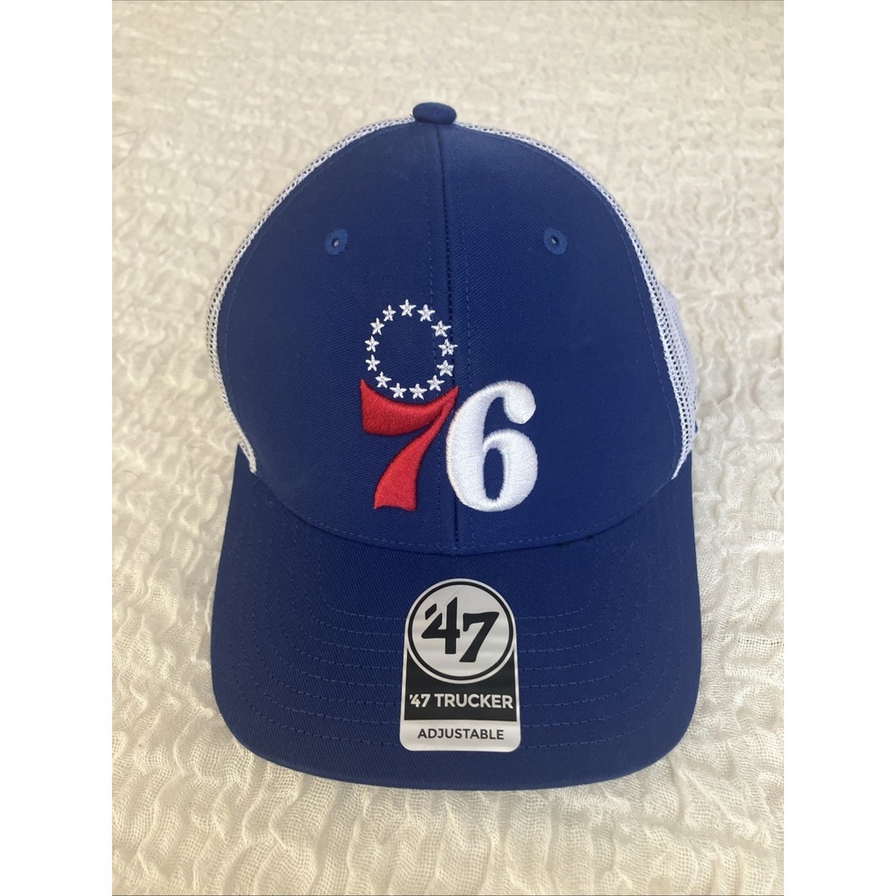 Philadelphia 76ers 47 Brand Trucker Hat Snapback Mesh OSFA Blue Cap New - Picture 2 of 9